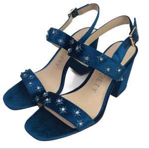 Sole Society Jessibel Velvet Block Heel Sandals